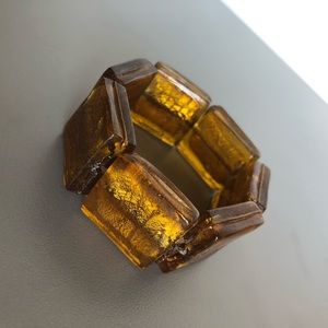 Silver foil glass bracelet